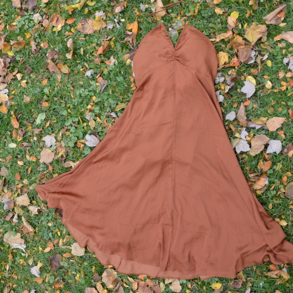 Banana Republic Rust Brown Backless Slip Dress